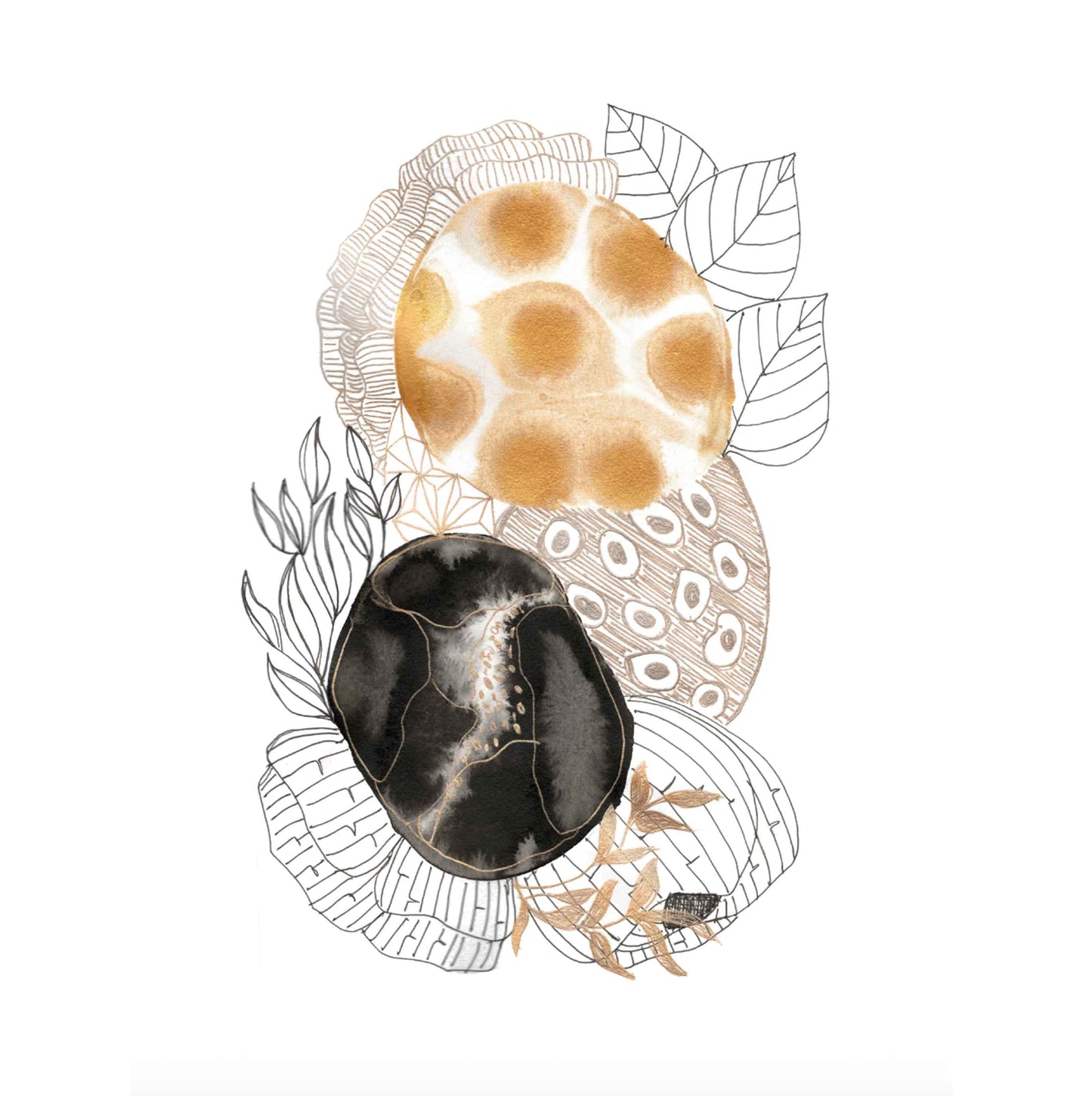 Fine Art Print - Black & Gold Floral